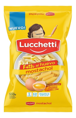 Fideos Lucchetti Mostachol Al Huevo X 500 Gr