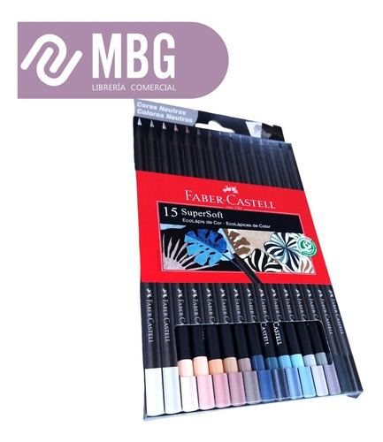 Imagen 2 de 7 de Lapices Colores Faber Castell Super Soft Colores Neutros X15