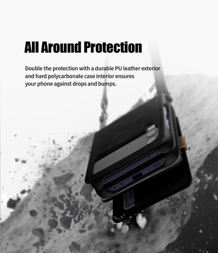 Imagen 7 de 9 de Funda Cartera Tarjetero Desmontable Correa Galaxy Z Flip3