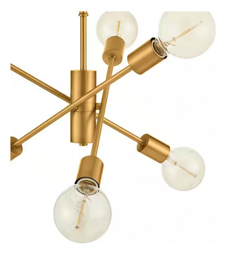 Lampara De Techo Colgante Moderna Candelabro 6 Luces 110v Estructura Dorado