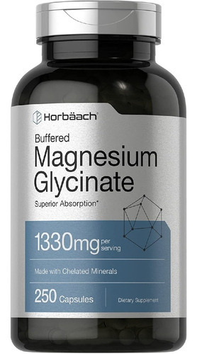 Horbaach I Magnesium Glycinate | 1330mg | 250 Capsules Sabor Neutro