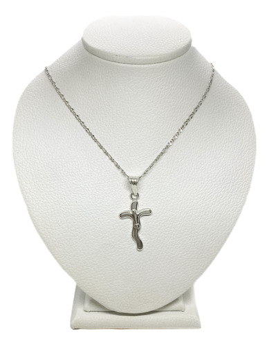 Cadena Espejitos Y Cruz Minimalista Jesús Plata 950 56,5 Cm