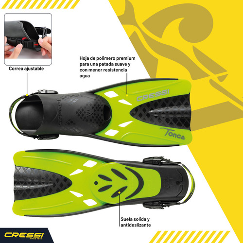 Set Snorkeling Tonga Cressi Natación Visor, Snorkel, Aletas