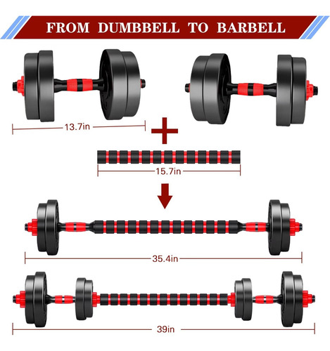 Juego De Mancuernas Ajustables 9-36 Kg, 2 En 1 Para Gimnasio