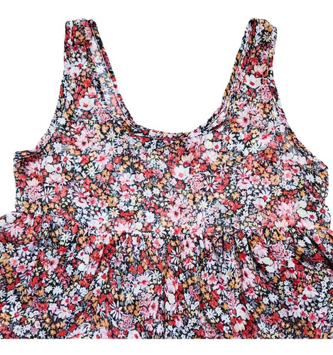 Top Zara Gasa C/volados, Floreado, Canchero, Usado Impecable