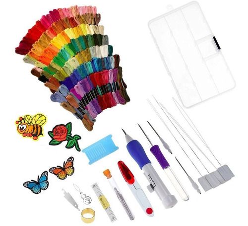 Kit 187 Pcs Aguja Magica E Hilos Para Bordar 150 Colores