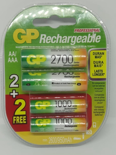 Pila Recargable Aa 2700 + 2 Aaa 1000 Blister X 4