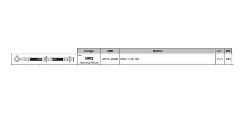 Flexible Freno Del/izq Renault Koleos 2008 En Adelante 645mm