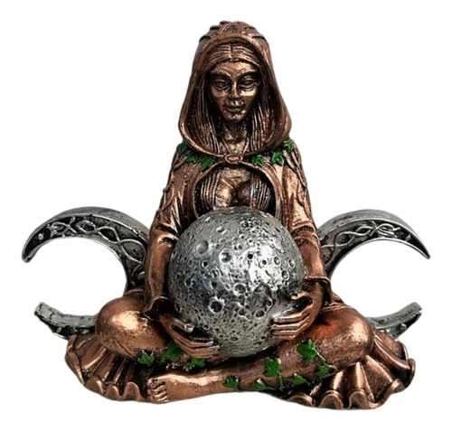 Escultura Bruxa Wicca Triluna Lua Triplice 13 Cm Em Resina