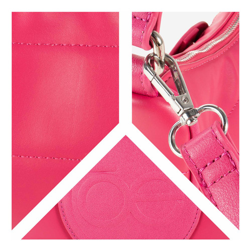 Bolsa Hobo Cloe Para Mujer Acolchada Cierre Metálico Color Rosa