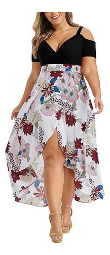 Vestido Mujer Tallas Grandes Casual Boho Estampado Manga Cor