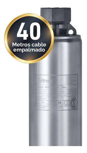Imagen 2 de 12 de Bomba Sumergible Pozo Motorarg 4pack150 40 Mts Cable 1.5 Hp