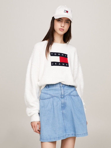 Sweater Relaxed Center Flag Blanco Tommy Jeans