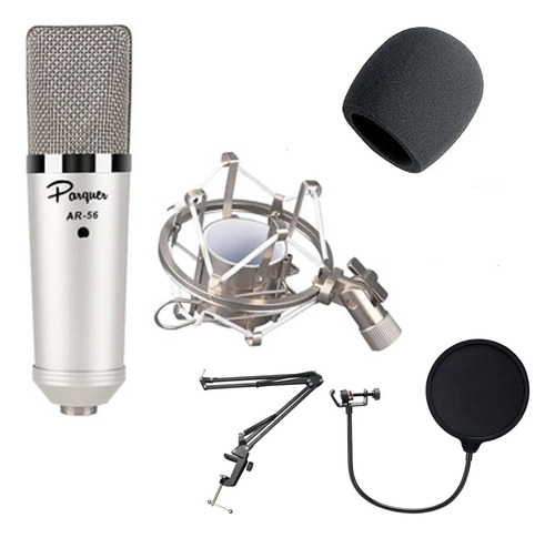 Microfono Condenser Kit Podcast Usb Araña Anti Pop X 2 Brazo