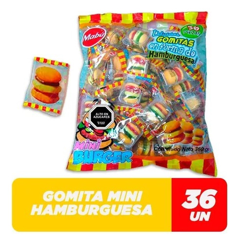 Gomitas Mini Hamburguesas Mabu (bolsa Con 36 Unidades)