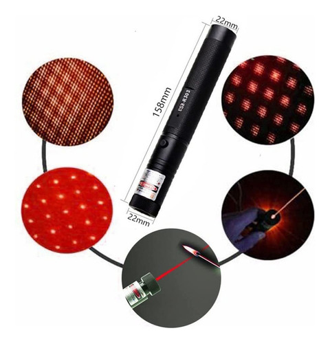 Potente Puntero Láser Rojo Recargable Por Usb