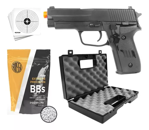 Pistola Brinquedo Realista Airsoft Gk V307 6mm Bbs Alvo Óleo