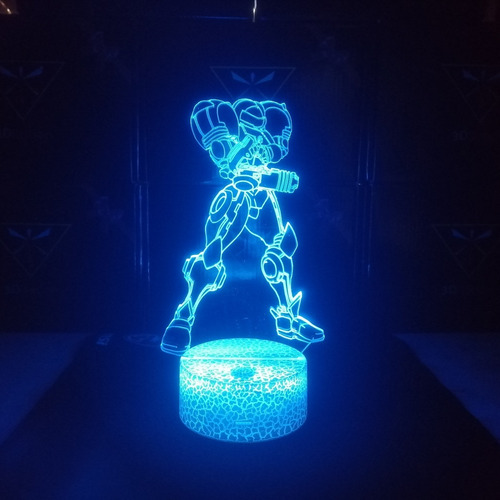 Lámpara 3d Samus Aran Metroid Base Agrietada +control Remoto