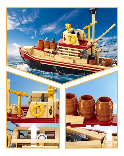 Juguete De Construcción De Botes De Pesca Con Tiburón, Kit 3