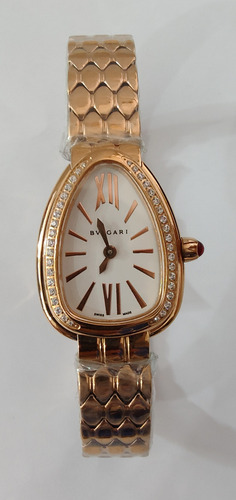 Reloj Bnlgr Mod. Serpentie Seduttorie Dama Correa Oro Rosa Bisel Con Piedras Caratula Blanca (Usado)
