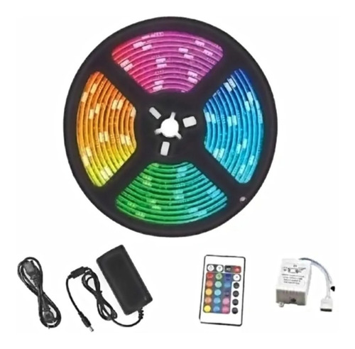 Cinta Led Multicolor Rgb Luz 5050 5mts + Control + Adaptador