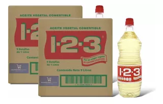 2 Cajas Aceite 123 Vegetal Con 9 Piezas De 1 Litro C/u