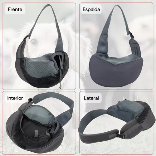 Bolso Bandolera Transporte Cómodo Para Mascotas Perros Gatos Gris