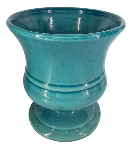 Vaso De Cerâmica Grego Azul Decorativo Mesa Festa Plantas Liso