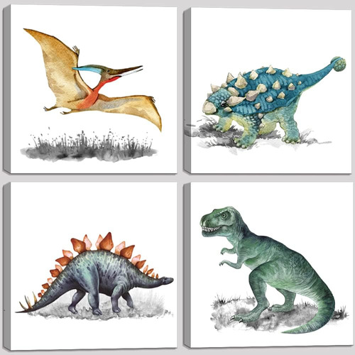 Arte De Pared De Dinosaurio, Cuadros De Dinosaurios En Acuar