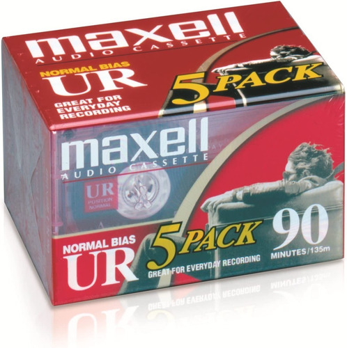 Maxell 108562 Ur-90 Normal Bias Audio Cassettes, 5 Pack