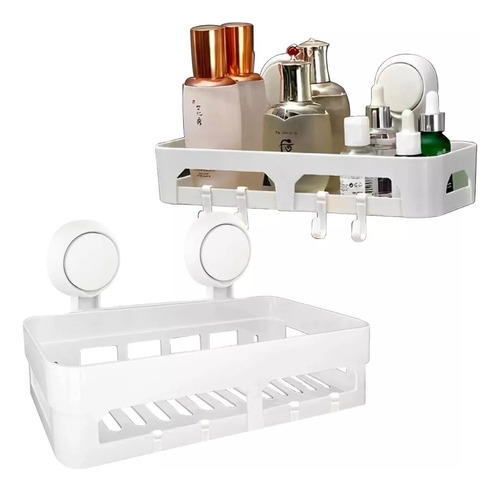 Soporte Estante Organizador De Pared Ducha Con Ventosas Color Blanco