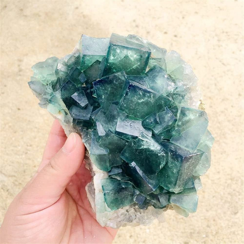 Inicio Natural Especimen Piedra Bruto Cristal Verde Fluorita