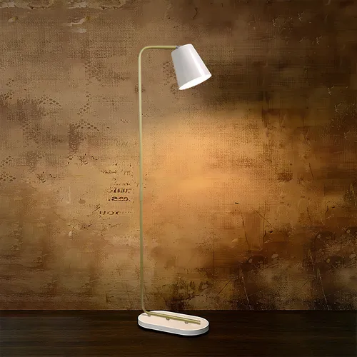 Lampara Decorativa De Pie Zenith Estilo Clásico - Unilux Estructura Madera Pantalla Blanco