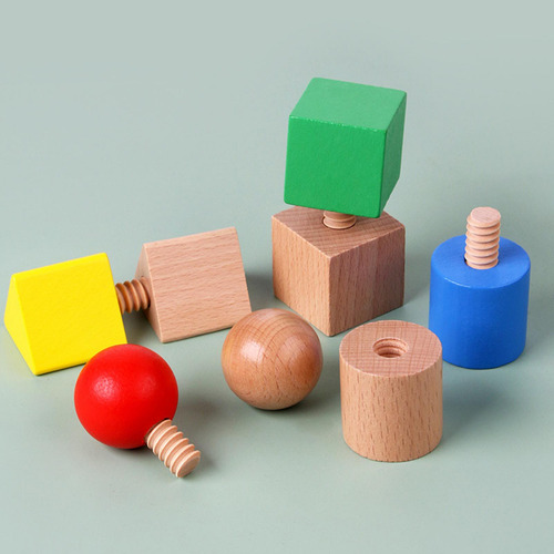 8 Piezas De Juguete De Estaca De Tuercas Y Pernos De Madera,