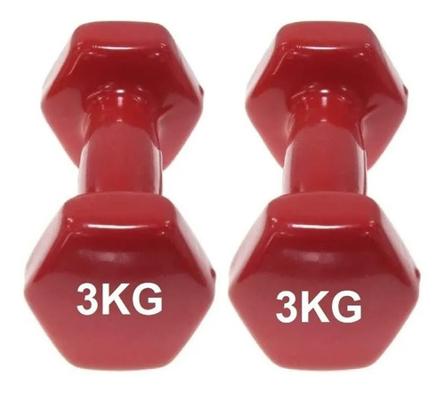 Par Mancuernas 3kg Goma Vinílica Ejercicio Fitness,yoga  Gym