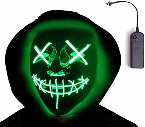 Mascara Luz Led La Purga Halloween The Purge Colores Color Verde