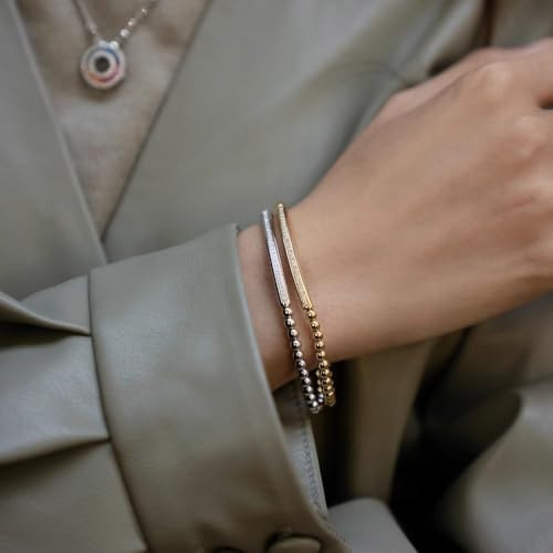 Nuzon 925 Pulseras De Estiramiento Con Cuentas De Plata Para