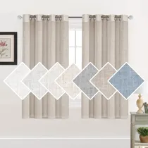 Comprar Cortinas De Lino Natural 2 Paneles Filtrantes De Luz 132 Cm