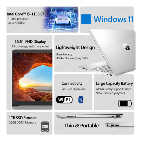 Laptop Hp 15 15.6'' Intel I5-1135g7 16gb 1tb -plata