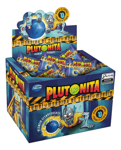 Kit 2x Chiclete Plutonita Mordida De Zumbi Display C/ 40un