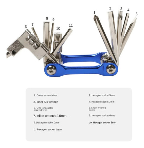 Set De Reparación De Bicicletas Multifunción 11 En 1, Herram