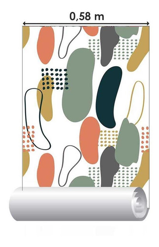 Imagem 3 de 5 de Papel De Parede Adesivo Abstrato Mão Livre N05055 Rolo De 0