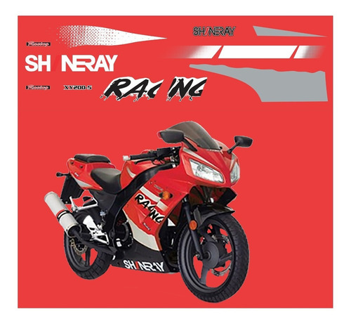 Kit Adesivos Faixas Moto Para Shineray Xy 200 Vermelha 18786 Cor Branco Cinza