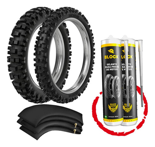 Kit Par Pneus 60/100-14 + 80/100-12 Rmx35 + Camara + Vacina