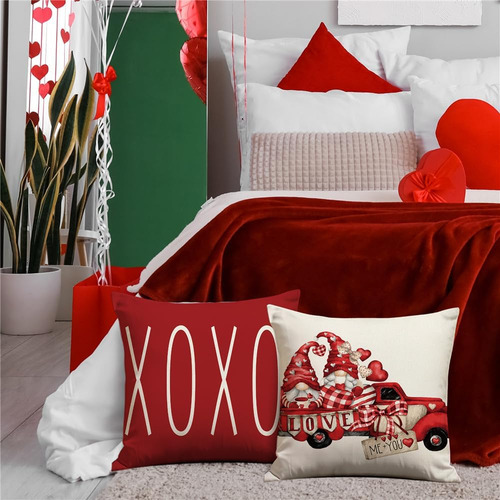 Xoxo - Juego De 4 Fundas De Almohada De 18 X 18 Pulgadas Par