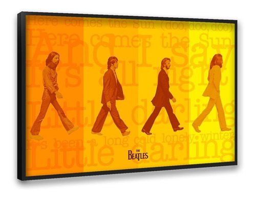 Quadro Decorativo Música Rock The Beatles Amarelo 40x60cm