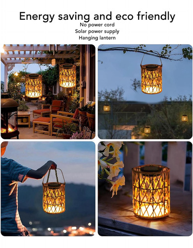 Linterna Colgante Solar, Linterna Decorativa De Ratán Con Lu