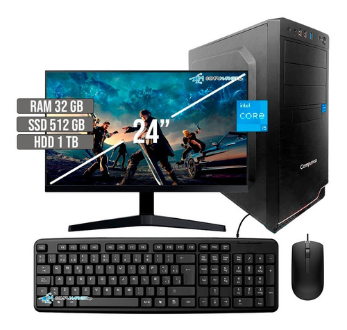 Pc Gamer Intel Core I5 12400 Ssd 512gb+hdd1tb Ram32gb Led 24