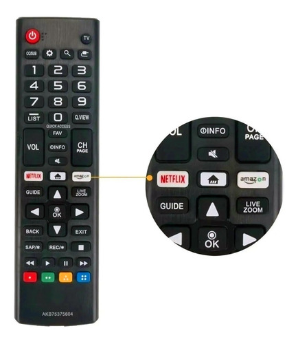 Imagen 1 de 6 de Control Remoto Universal Para LG Smart Tv Netflix