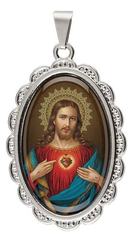 Medalha Pingente Sagrado Coração De Jesus Oval